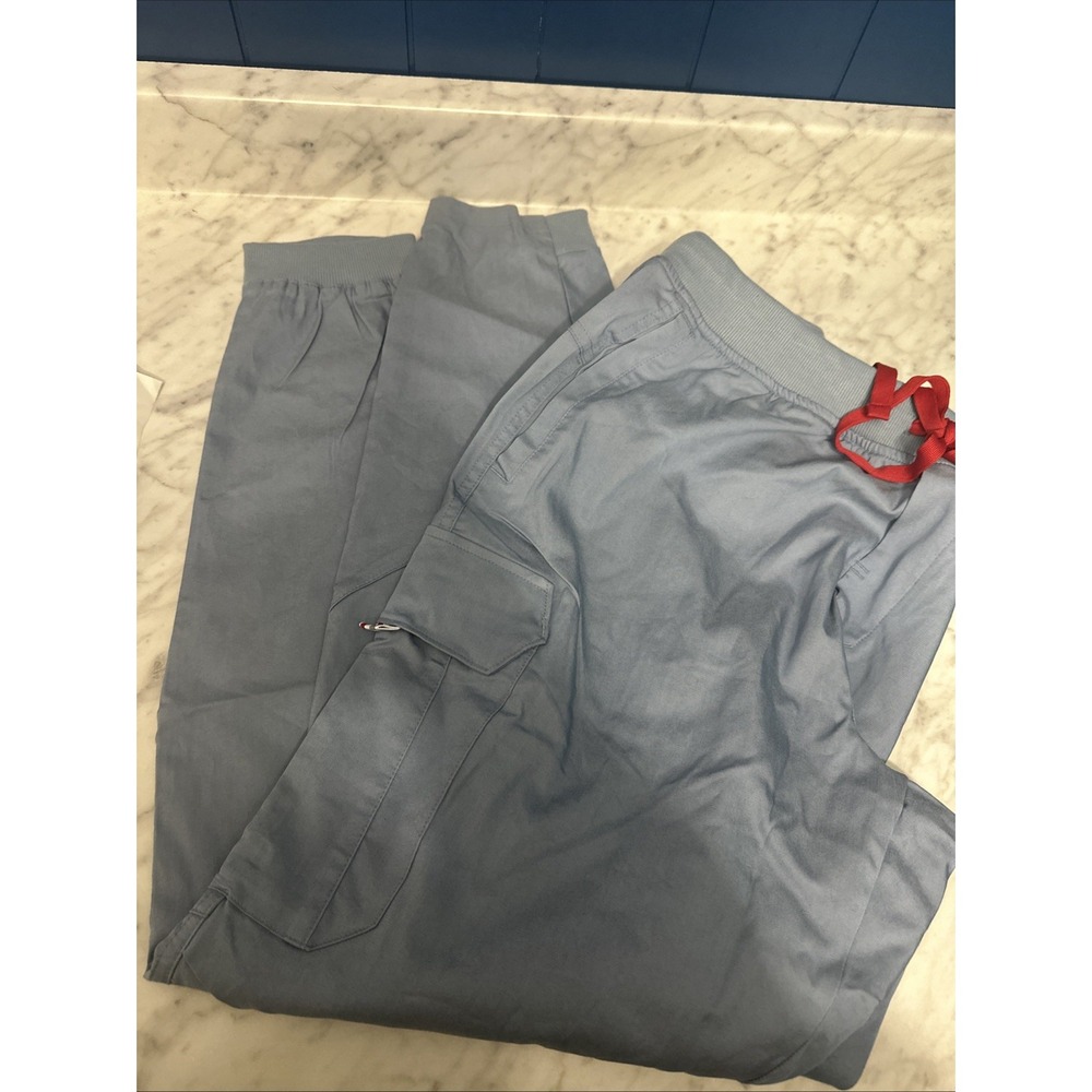 Mediclo‎ Solid Blue W/ Red Drawstring Jogger Scrub Bottoms Womens Size Large NWT